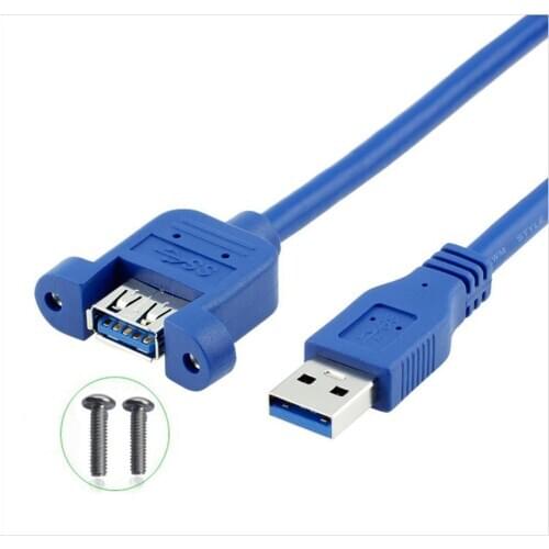 USB Cable 3.0 Extension Male to Female extender cable cord Dual Shielded Screw Panel Mount 0.3M 0.6M 1M 1.5M 3M 5M