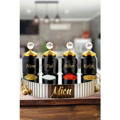 Vipgross 4 Piece Crystal Glass Spice Rack With Lid 82 kitchen mother seasoning set salt & pepper shaker tableware wooden bamboo