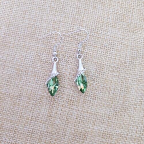 QiLeSen High Jewelry 925 Sterling Silver Crystal Zircon Earrings, Silver Fruit Green Earrings Womens Ear Hook Gift E0198