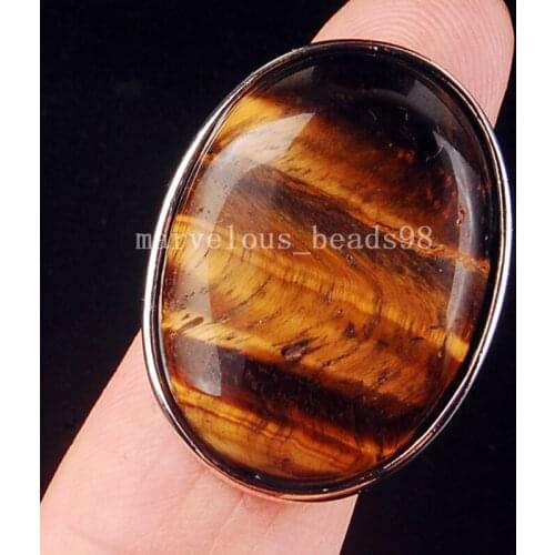 Free Shipping Women Fashion Jewelry 20x27MM Tigers Eye Oval Women Men Bead Ring 6.5~12" US Adjust MC3926