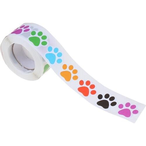 Colorful Paw Print Stickers,Dog Cat Bear Paw Labels Stickers Of 6 Colors,as Reward Sticker Stationery Teacher For Kids