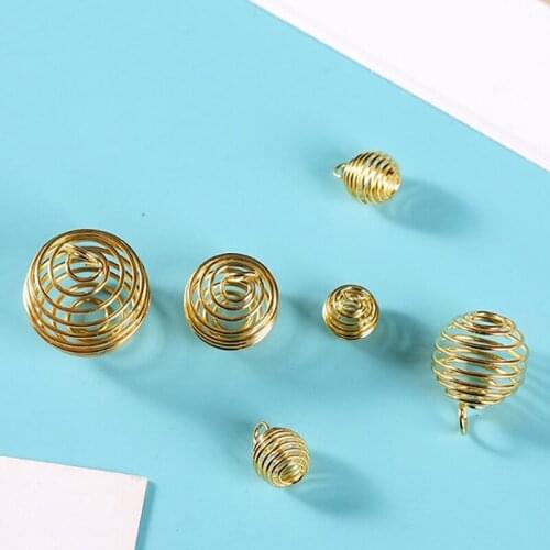 10/30Pcs/set And 3 Sizes Spiral Bead Cages Pendants Gold Silver Color For Diy Crystals Stones Jewelry Making Craft Supply