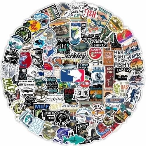 100PCS Cartoon Fishing Hobby Graffiti Laptop Guitar Motorcycle Luggage Skateboard Bike Waterproof Sticker Wholesale
