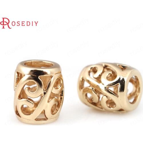 30777-G)12PCS 9.6x8.6MM 24K Champagne Gold Color Brass Oval Spacer Beads Bracelet Beads Jewelry Making Supplies Diy Accessories