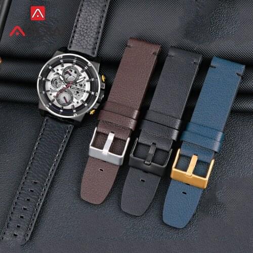24mm Genuine Cow Leather Strap Soft Watchband Men Sport Replacement Bracelet Wrist Band for Police PL14688 PL15370 PL15385