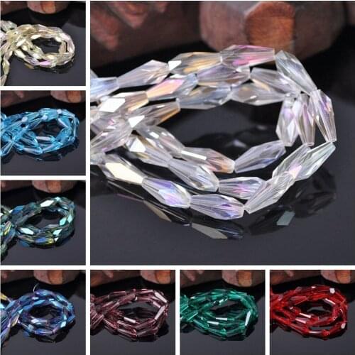 30pcs 4x10mm 6x12mm Teardrop Bicone Faceted Crystal Glass Loose Beads for Jewelry Making DIY Crafts