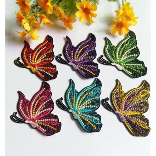 6pcs/lot Mix color Leopard butterfly on Patches for Clothing Applique DIY Hat Coat Dress Accessories Cloth Sticker Anima