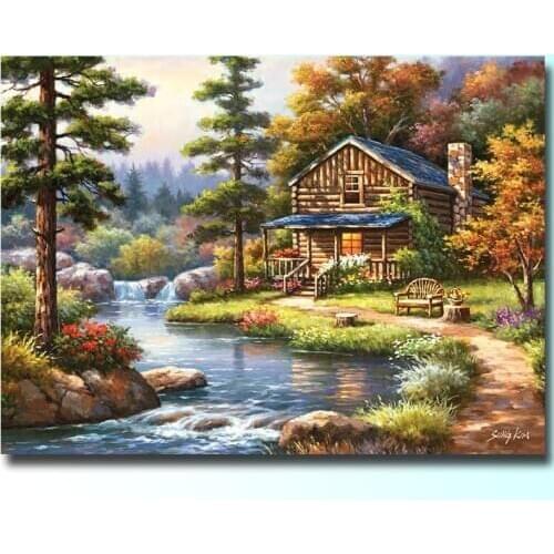 100% Full Round 5D Diy Diamond Painting full square Nature Landscape Diamond Inlay Diamond Embroidery Home Decoration