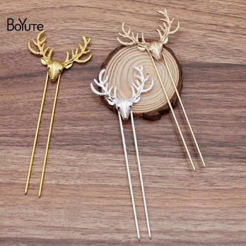 BoYuTe Wholesale (5 Pieces/Lot) 56*48MM Metal Alloy Deer Hair Stick Diy Hair Jewelry Accessories Hand Made Materials