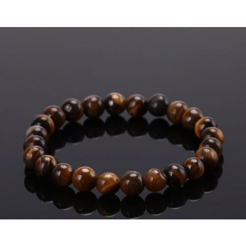 Simple 8MM Beaded Bracelet Natural Stone Beads Mens Bracelet Luxury Black Lava Tiger Eye Repair Female Mens Jewelry