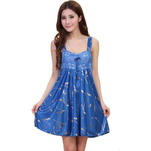 Brand sleepwear dress sexy nightdress Summer Casual Home Dress Sleepwear Nightdress Lounge Homewear D126-02 Plus size XXL