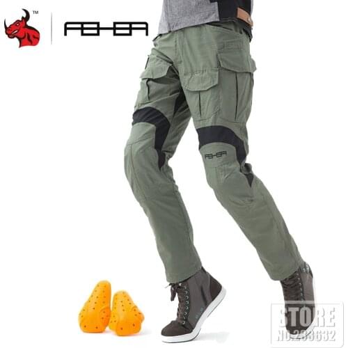 FEHER Motorcycle Pants Windproof For Women Men Bicycle Cycling Pants Knee Protector Trousers Shockproof Elastic Fabric Motocross