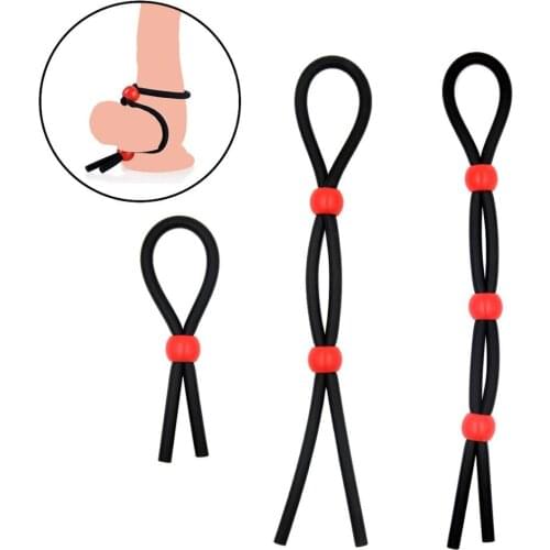 3 Size Adjustable Penis Ring Rope Bead Sex Toys for Adult Men Silicone Ejaculation Delay Cock Scrotum Ring Male Erotic Product