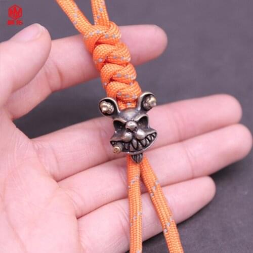 1PCS Hot Sale!!! Brass Skull Mouse EDC Paracord Knife Bead Outdoor DIY Tool Lanyard Survival Parachute Pendant
