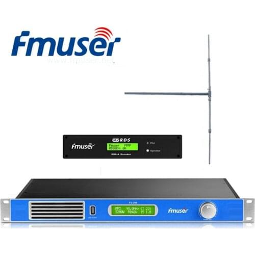 FMUSER FU-200A 1U 200W FM Transmitter with DP100 Anthena +20m -7 Cable & RDS-A Encoder