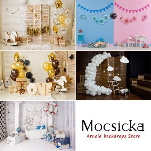 Birthday Photography Backdrops 1st Baby Shower Cake Smash Photo Background Children Newborn Pink Interiors Studio Photocalls