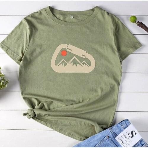 Climbing T-Shirt Funny T Shirts Women Short Sleeve O-neck T-shirt Women Cotton Tshirt Women Top Loose Tee Shirt Femme Black