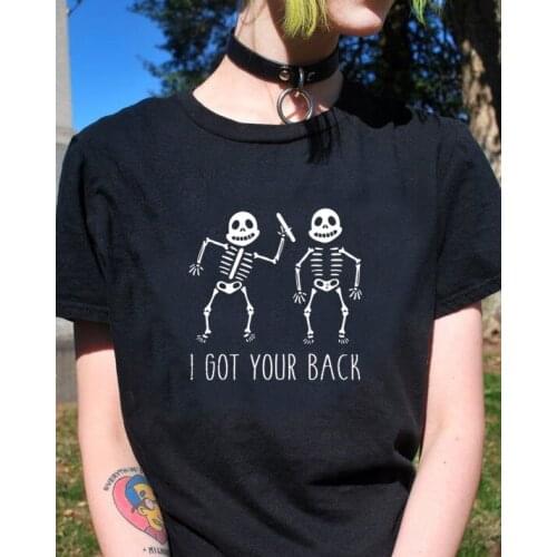 Gothic I've Got Your Back Skull T-Shirt 100% Cotton funny unisex women tumblr grunge quote graphic dark Fashion tshirt top tee