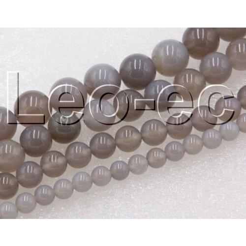 JQHS 12mm natural Round gray agate Loose Beads Strand For Jewelry Making DIY 15" V1203
