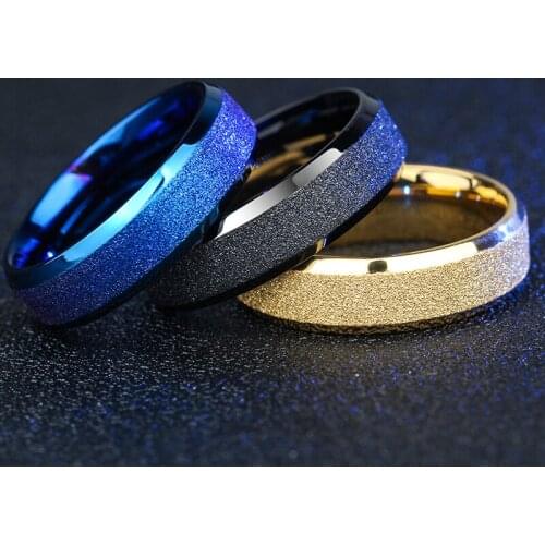 Fashion Simple Men Frosted Black Stainless Steel Ring in Gold Tone Stainless Steel for Male Jewelry Accessories Bijoux