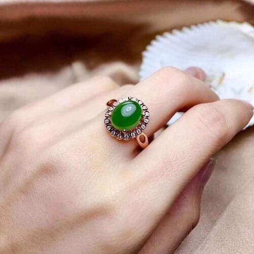 Natural Real Jade Ring Green Gemstone Rings, Real 925 Sterling Silver Rings For Women