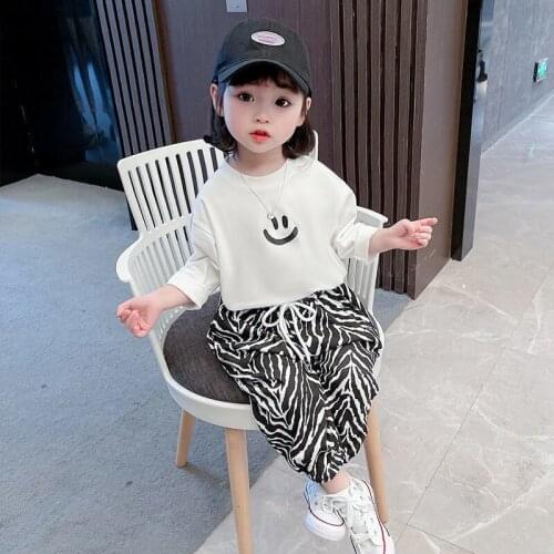 Spring And Autumn Girls Foreign Style Suit New Fashionable Childrens Clothing Baby Girl Casual T-shirt sports two-piece suit