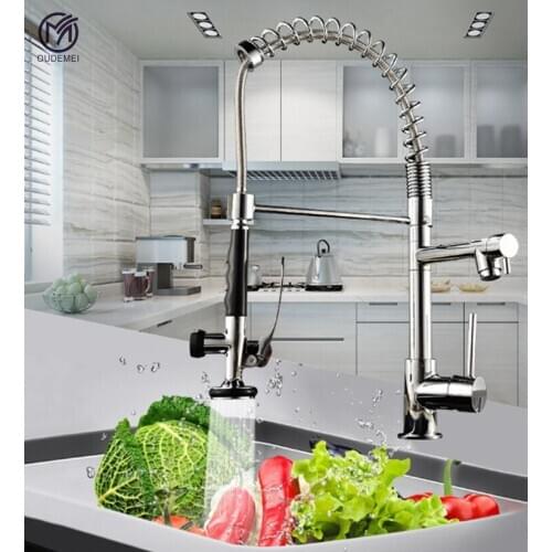 Brass Chrome Brushed Nickel Deck Mounted Single Handle Hot and Cold Sink Tap Kitchen Mixer Pull Out Spray Kitchen Faucet