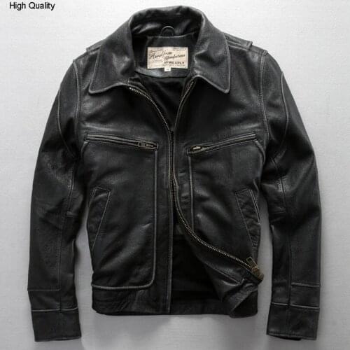 Fly real men David backham style turn down collar skin wind jacket mens leather coat motorcycle jackets
