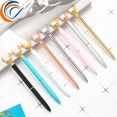 Cartoon Deer Head Metal Ballpoint Pen 8 Pcs Per Set Wholesale Gift Pen for School