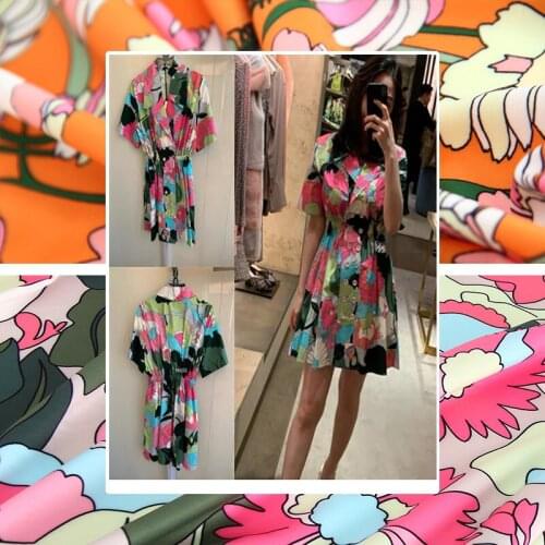 Fashion Big-name Printed Fabric Luxury Letter F Spring/summer T-shirt Knitted Printed Fabric Handmade Div Sewing Fabric Chiffon