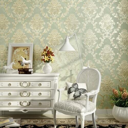 Non-woven Style European Fabric Wallpaper Wall Covering Roll Home Decor 3d Stereo Embossed Damask Living Room Bedroom Wall Paper