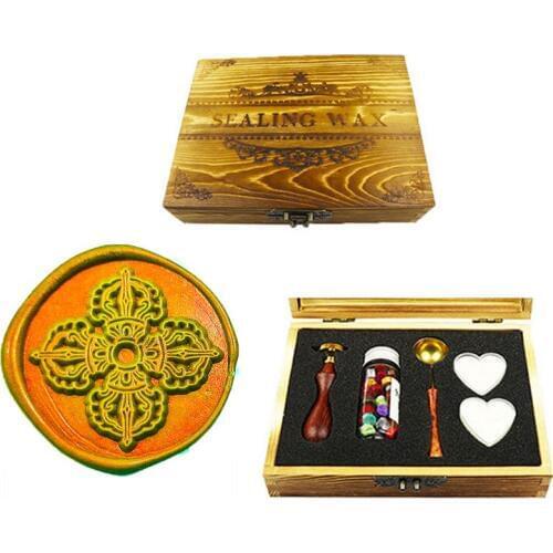 Fancy cross Vintage Wedding Invitation Custom Picture Logo Wax Seal Sealing Stamp Sticks Spoon Gift Box Set Kit