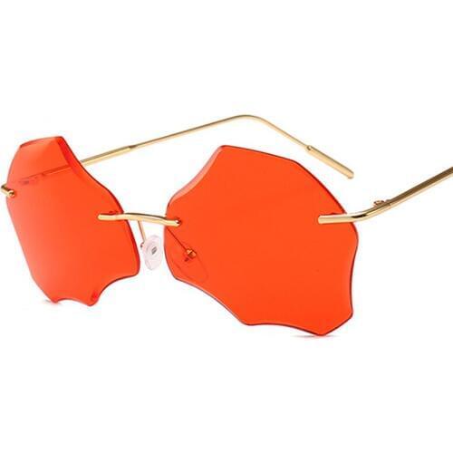 2018 New Women Rimless Sunglasses Ladies Metal Gradient Lens Brown Red Irregular Sun Glasses Female Accessories Eyewear Uv400