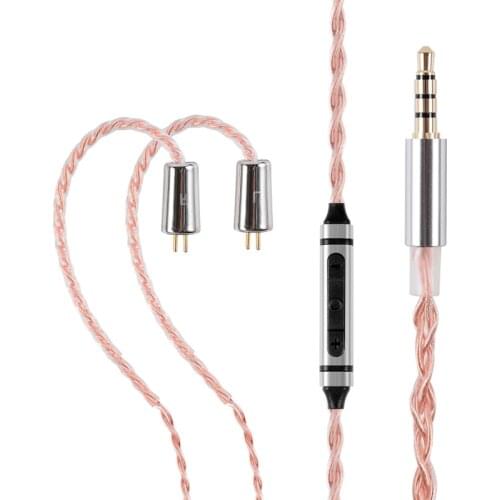 FAAEAL Upgrade Earphone Cable With 0.78/2Pin Connector Headphone Wire With Mic 4 Core OFC For Hibiscus/BLON BL03/05