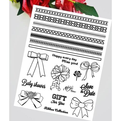 14x18CM Ribbon bows Transparent Silicon Seal Clear Stamps Roller Stamps DIY Scrapbook Album Card NEW YEAR Easter