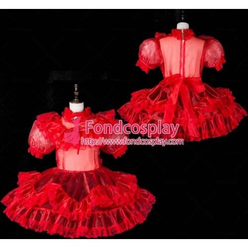 Sissy maid Organza dress lockable Uniform cosplay costume Tailor-made[G2362]