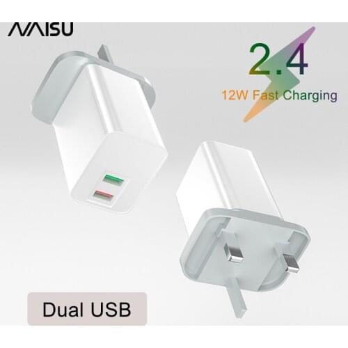 NAISU 12W Quick Charging Adapter Dual USB EU US UK Plug Wall Charger For Iphone Huawei Samsung Xiaomi Phone Accessories