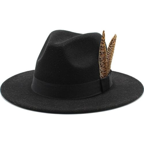 Womens cap Mens fedoras spring felt hats for women winter fashion2021new dad headdress for men black Imitation Woolen Jazz hat
