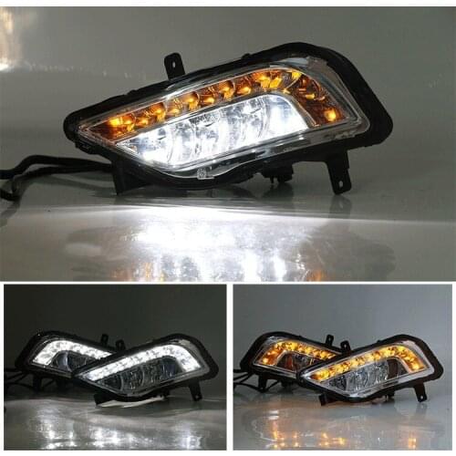 Eosuns Led Drl Daytime Running Light +fog Lamp for Volkswagen Bora 2016-2018 with Dynamic Moving Yellow Turn Signal