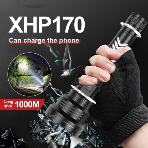 High power xhp170 led flashlight 18650 torch rechargeable Zoom Lantern xhp70 p50 USB Tactical flashlights hunting fishing lamp