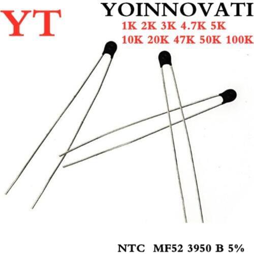 NTC Thermistor Thermal Resistor MF52 NTC-MF52AT 1K 2K 3K 4.7K 5K 10K 20K 47K 50K 100K 5% 3950B 1/2/3/4.7/K Ohm R