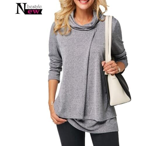 Turtleneck Long Sleeve Shirt Women Casual Soild Color Tshirt Women Streetwear Tops Fake Two Piece T Shirt Women Plus Size Shirt