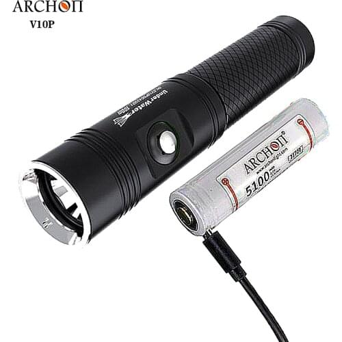 ARCHON V10P Diving Flashlight Max 1400LM Underwater 100 Meter waterproof diving torch with 21700 Type-C USB recharge Battery