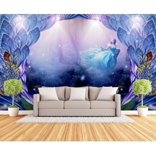 High-end custom photo any size 3d wallpaper Fantasy beautiful forest peacock princess 3d wall murals wallpaper for living room