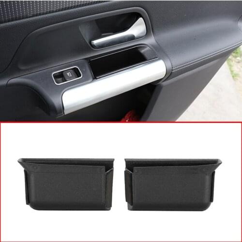 2PCS ABS Rear Door Handle Storage Box for Mercedes-Benz B GLB Class W247 X247 2020 Black Car Interior Organizer Accessories