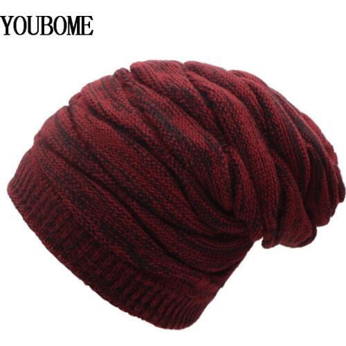 YOUBOME Winter Hats For Men Skullies Beanies Knitted Hat Women Mask Male Thicken Warm Bonnet Gorras Knitting Beanie Winter Hat