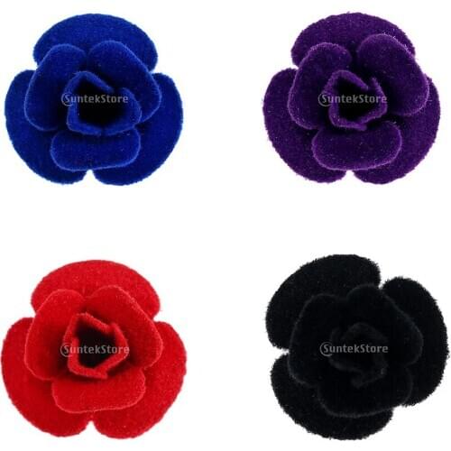 Velvet Fabric Flower Dress Clip Brooch Pin Vintage Groom Bridal Prom Rockabilly