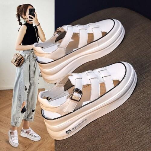 2021 Summer New Sports Sandals Breathable Women Summer Shoes Lace-up Hollow-Out Sneakers Platform Thick Sole Sandal