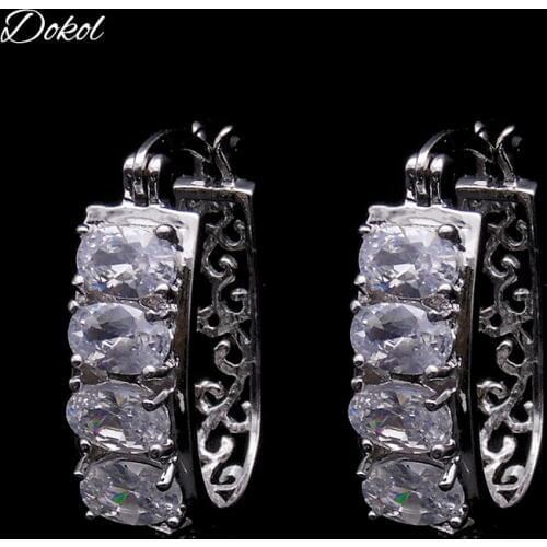 DOKOL New Fashion AAA+ Cubic Zirconia Hoop Earrings Top Quality Silver Color Earring for Women boucle d'oreille DKE0034