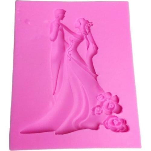1 Piece New Bride Groom Dance Fondant Silicone Molds Cake Decorating Tool Sugarcraft Chocolate Wedding Design Gumpaste Mold H579